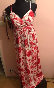 Sukienka długa biust 110 różowa /czerwona