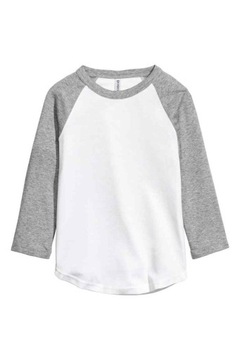 bluzka biała szara H&M bejsbolówka xs 34 t-shirt