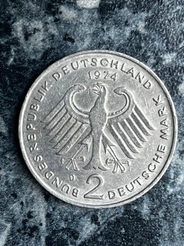 Niemcy RFN 2 marki, 1974 D - Monachium