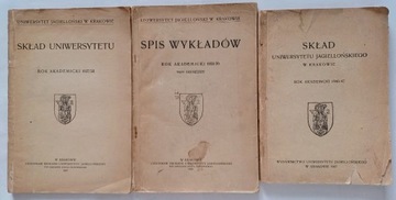 SKŁAD UJ 1937/8 + 1946/7 + SPIS WYKŁADÓW 1938/9 