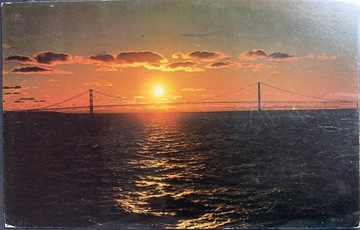 Pocztówka Zachód Słońca Most Michigan USA 