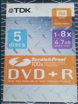 Nowe płyty DVD RW TDK Scratch Proof cena za 5 szt