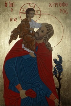 Św. Krzysztof, ikona deska tempera