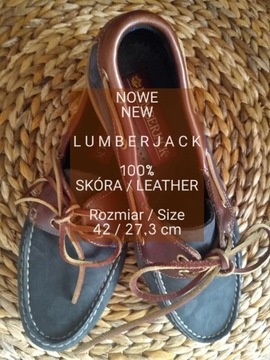 NOWE Lumberjack męskie skórzane buty żeglarskie 42