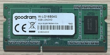 Pamięć RAM 1x4GB SO-DIMM DDR3 GoodRAM W-LO16S04G