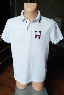 Tommy Hilfiger polo koszulka męska M biała Logo 