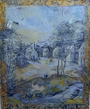 Dawna malatura,stara ściana - 100×120 cm