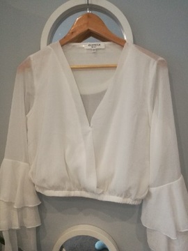 Biała bluzka z szerokimi rękawami, Elanza, S/M