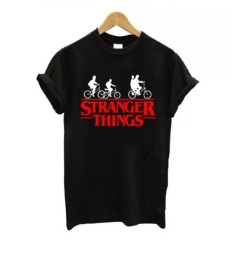 T-shirt damski czarny STRANGER THINGS