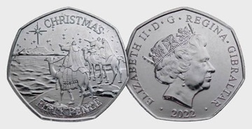 Gibraltar 50p 2022 CHRISTMAS trzej królowie NOWOŚĆ