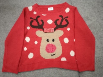Sweter  rozmiar 104 z motywem świątecznym