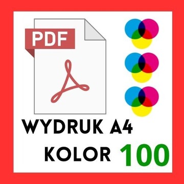 Wydruk KOLOR Drukowanie PDF A4 - 100 stron