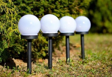 Lampa Ogrodowa LED Solarna Wbijana BIAŁA KULA 10cm