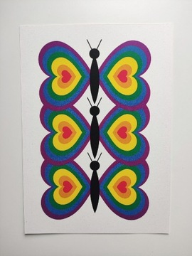 Plakat tęczowy motyl, A4