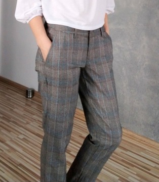 Eleganckie spodnie,w kratę, kantki, S, Anima Bella