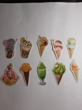 2. Naklejki jedzenie lody desery kolorowe 10szt