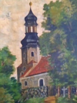 Obraz olejny - kościółek