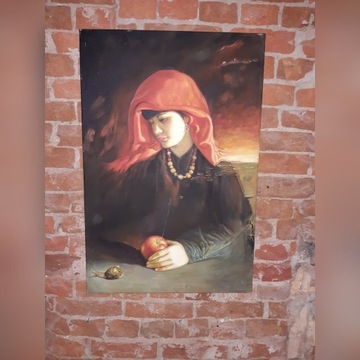 Piękny obraz kobiety na płótnie malowany olejną