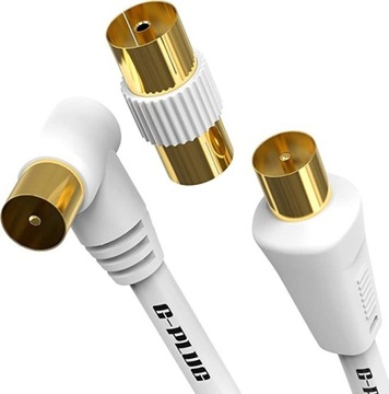 Kabel antenowy G-PLUG 3m kąt 90° wtyczka F złota