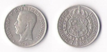 1 korona Szwecja 1941 r. - litera G srebro