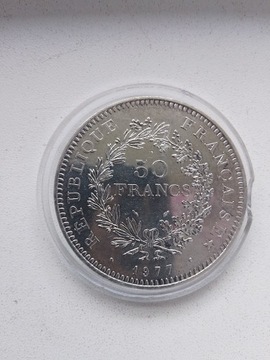 50 franków 1977, Francja, srebro, Ag, Herkules 