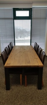 Drewniany stół,8 krzeseł skórzanych Massivomeble24