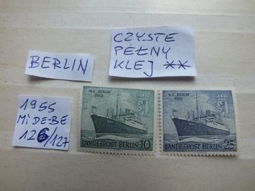 2szt. znaczki 125 ** BERLIN 1955 Niemcy RFN Statki