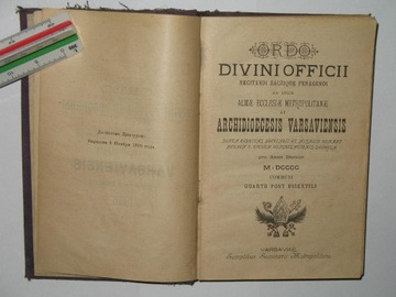 Ordo Divini Officii... Archidiecezja Warszawa 1900