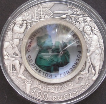 Polska 10 złotych 2008 - osadnictwo USA - srebro