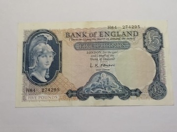 Banknot 5 funtów Anglia 