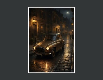 Plakat samochód w romantyczna noc 2 - 50x70cm