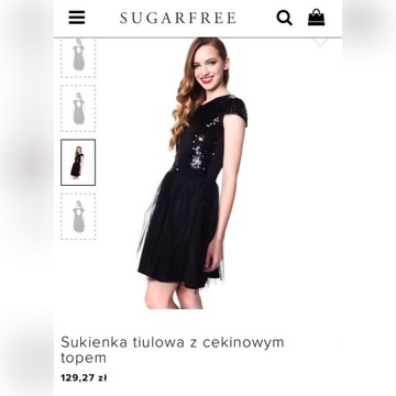 SUGARFREE sukienka cekiny tiul rozm S 