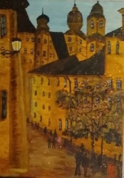 Obraz ręcznie malowany 50x70 stare miasto 