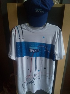 Zestaw koszulka sportowa z czapką Polsat Sport L