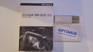 OPTIMUS Microsoft DOS (MS-DOS) 5.0 - 2 dyskietki, książka