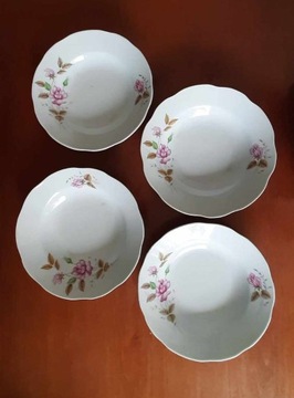 Talerze głębokie porcelana chińska róże 4 szt PRL