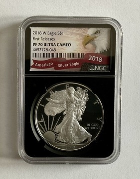 2018-W American Silver Eagle,NGC PR-70 Ultra Cameo