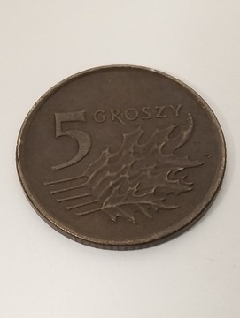 Moneta 5 groszy 1990 r ładna patyna. 