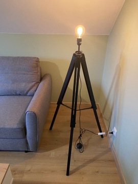 Lampa stojąca trójnóg loft czarna regulowana