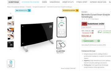 Piękny Grzejnik konwektorowy Bornholm Curved Smart wifi 4