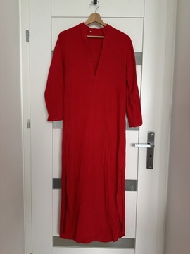 Czerwona letnia długa sukienka S / M