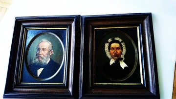 Dwa małe olejne portrety z 19 wieku