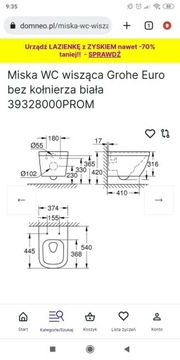 GROHE EURO CERAMIC MUSZLA WC WISZĄCA 54X37,5 CM 