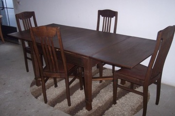 Stół rozkładany i 4 krzesła z lat 1920,antyk.