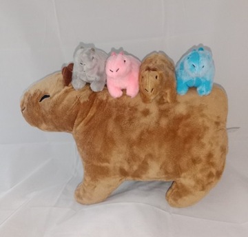 Kapibara z małymi, pluszowa, 35 cm, czwórka dzieci