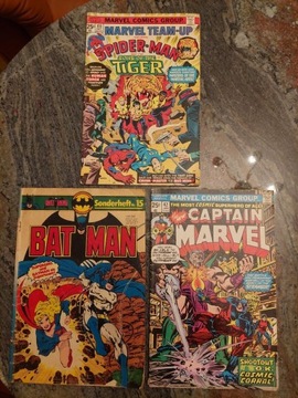3 komiksy Capitan Marvel Batman Superman lata 80