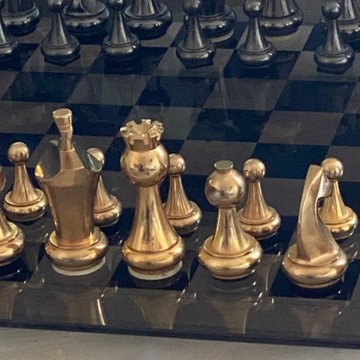 szachy miedziane nakład żółte złoto szare złoto 