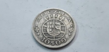 Angola 10 escudo 1952 - srebro - real foto