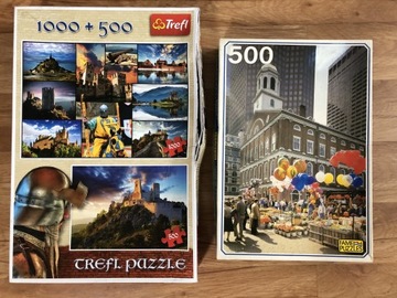 Trefl puzzle 1000 + 500 sztuk niekompletne + 500