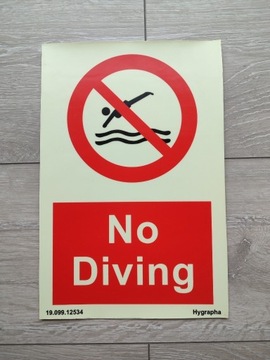 Znak No diving na basen naklejka samoprzylepna